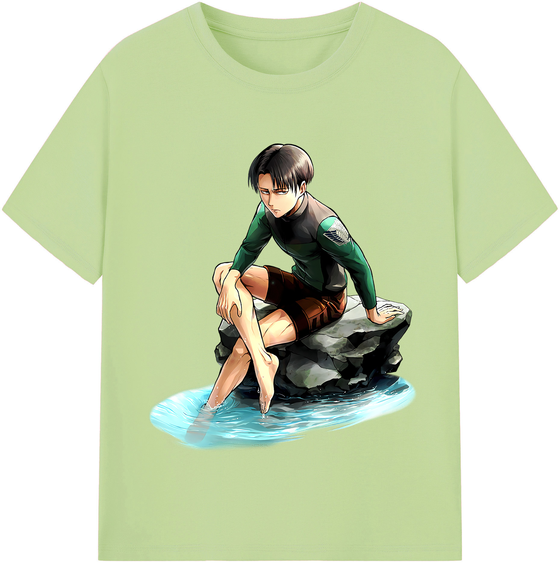 （画像用） 進撃の巨人 リヴァイ·アッカーマン Attack on Titan Levi Ackerman 綿100％半袖Tシャツ（フロントプリント）